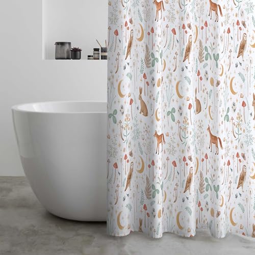 Catherine Lansfield Enchanted Twilight Animals 180x180cm Shower Curtain White