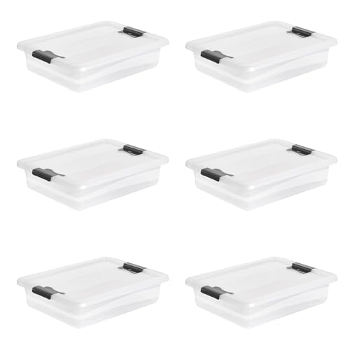 keeeper Cornelia 6 x Storage Boxes with Lid and Sliding Closure, 39.5 x 29.5 x 9.5 cm, 7 L, Transparent