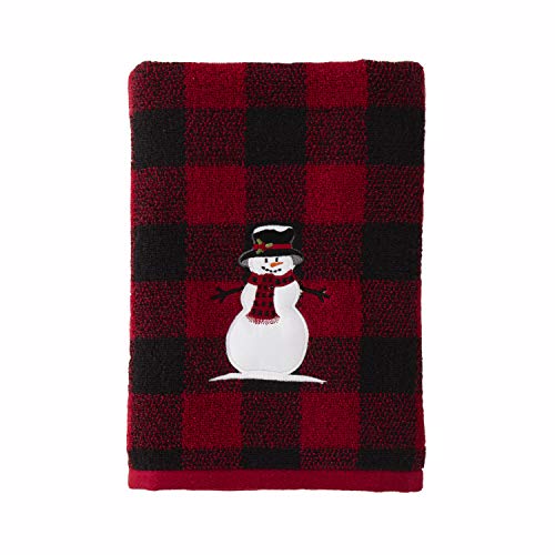 SKL Home Woodland Winter Snowman Bath Towel, Red