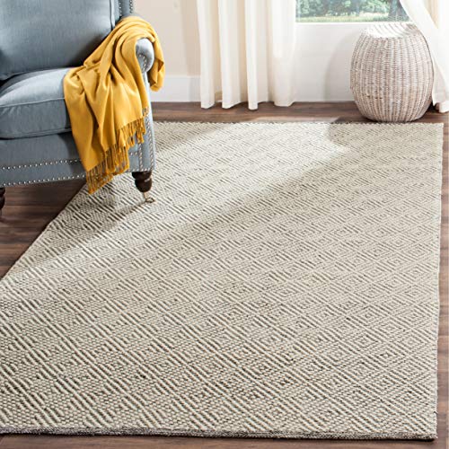 SAFAVIEH Natural Fiber Rug for Living Room, Dining Room, Bedroom - Natural Fiber Collection, Short Pile, in Ivory and Light Grey, 91 X 152 cm