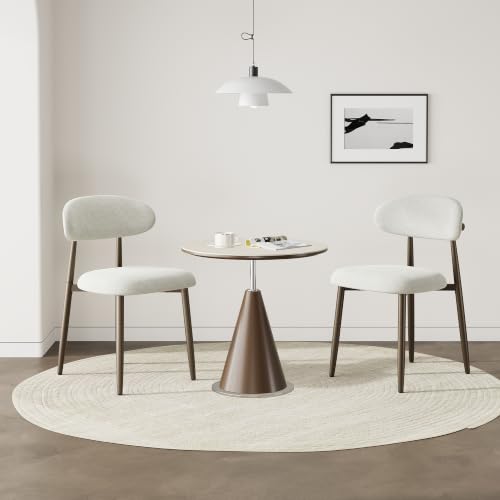 Dining Chairs Set of 2, Upholstered Dining Room Chairs with Ergonomic Curved Backrest, Metal Frame Kitchen Chairs, Modern Fabric Accent Chairs for Dining Room, Kitchen, Living Room, Bedroom,Beige