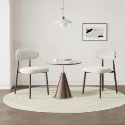 Dining Chairs Set of 2, Upholstered Dining Room Chairs with Ergonomic Curved Backrest, Metal Frame Kitchen Chairs, Modern Fabric Accent Chairs for Dining Room, Kitchen, Living Room, Bedroom,Beige
