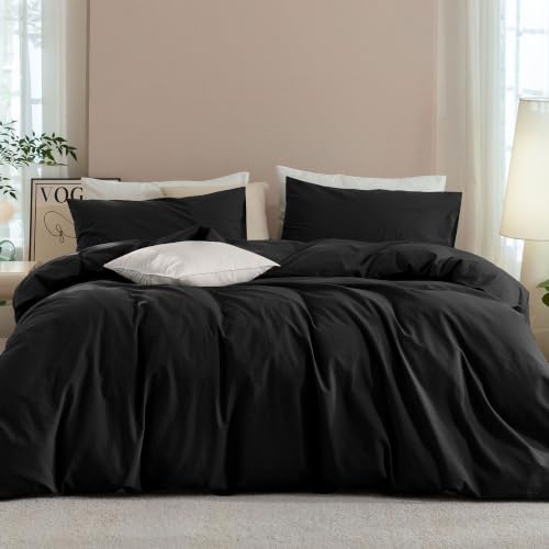 JIYUAN Super King Washed Cotton Duvet Cover Set, Relaxed Linen Feel - Includes 2 Pillowcases, Hidden Zipper & 8 Corner Ties. Naturally Soft, Breathable & Lightweight. Machine Washable.