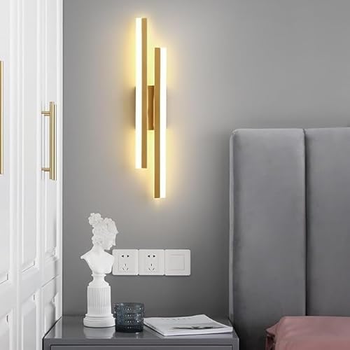 Comely Modern LED Wall Lights Indoor, 3 Colour Temperatures 16W Gold LED Wall LED Lamp, Adjustable Temperature 3000K/4500K/6500K Wall Sconce Lights for Living Room Hallway Bedroom Corridor