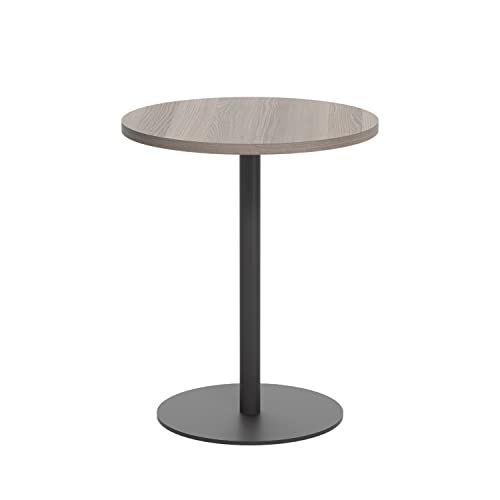 Office Hippo Circular Office Table, Sturdy & Robust Mid-Height Table Desk, Circular Work Table For Home Office, Versatile Desk Table For Canteen, Reception Area, 5 Year Guarantee - Grey Oak / Black