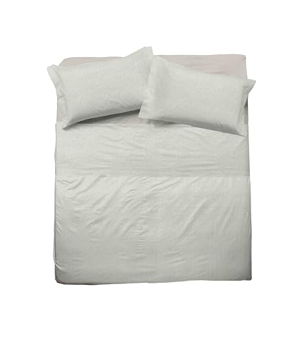 hermet Cristal Double Bed Sheet Set, Cotton, 100% Cotton, Double Bed Set, Top Sheet, Fitted Sheet, Pair of Pillowcases, Ivory
