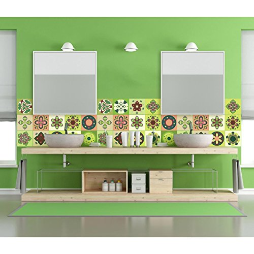 Ambiance Sticker Self-Adhesive Decorative Wall Decal Cement Tile for Bathroom and Kitchen Chypre - Pack of 15 Stickers of 10 x 10 cm