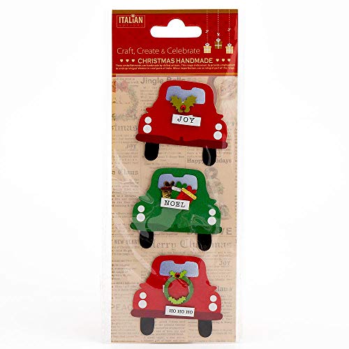 Italian Options Christmas Cars Craft Decoration Self Adhesive 5.5cm x 5cm (3 pcs)