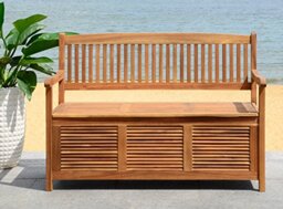 SAFAVIEH Outdoor Wooden Brisbane Storage Bench