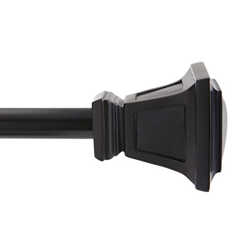 "Kenney Seville 5/8"" Standard Decorative Window Curtain Rod, 28-48"", Steel, Matte Black"