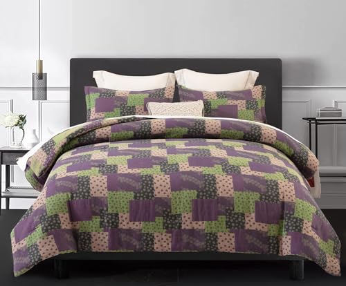 SLEEPBELLA Washed Double Layer Muslin 100% Cotton Comforter Set King Size, Paisley Fluffy Thick Checked Bedding Set, Soft Breathable (1 Comforter, 2 Pillow Shams)