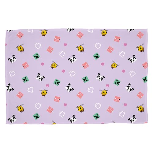 Minecraft Officially Licenced Fleece Blanket - Super Soft Warm Blanket - Closeup Design - Perfect for Home, Bedroom, Sleepovers and Camping 100 x 150 cm - Pink