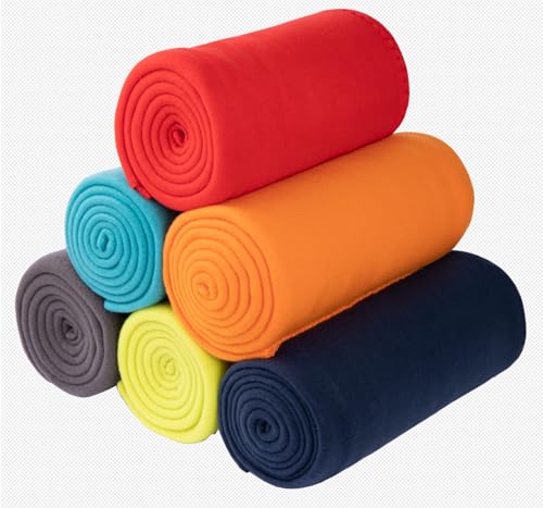 Fleece Throw Blankets 6 Pack Bulk Blankets Solid 50 x 60 inch Kids Lightweight Warm Soft for Pet Cozy Travel Blankets Airplane Small Throws Camping Gifts Assorted Blankets for Home, Bed, Sofa, Dorm