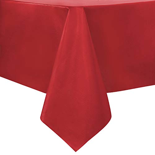 sancua Waterproof Rectangle Vinyl Tablecloth Table Cloth 60x84 Inch, Red - 100% Oil Spill Proof, PVC Material, Wipe Clean Table Cover for Dining Tables, Buffet Parties and Camping