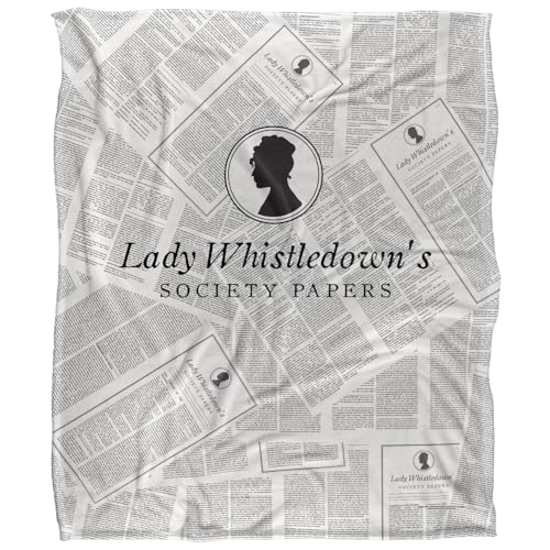 Bridgerton Lady Whistledown Newsprint Silky Touch Super Soft Throw Blanket 152 X 127 cm, White