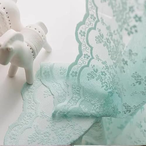 YJ YANJUN Aqua Sheer Curtains 84 inches Long 2 Panels Set, Retro Mint Green Lace Curtains for Girls Living Room Shabby Chic Memaid/Beach/Boho Room Decor, 52Wx84L Seafoam/Peal Aqua/Egg Blue