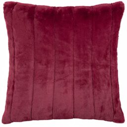 Paoletti Empress Feather Filled Cushion – Soft Faux Fur Velvet Decorative Cushion with Concealed Zip for Elegant Home Styling (Ruby - 55x55cm)