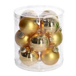 Pack of 12 Classic Gold Glass Christmas Baubles Hanging Tree Decoration 6cm Diameter