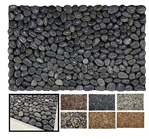 LucaHome Natural Stone Doormat, 100% Polished Black Handmade, Eco-Friendly, Stone Entrance Doormat, Ideal for Outdoor and Decorating