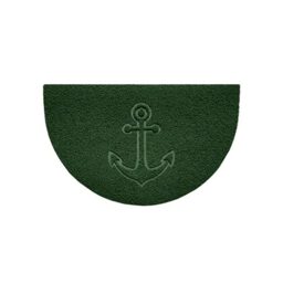 Nicoman Embossed Halfmoon Half Circle Door Mat Dirt-Trapper Jet-Washable Doormat 70x44cm (Green, ANCHOR Shape) - Use on Carpet ONLY