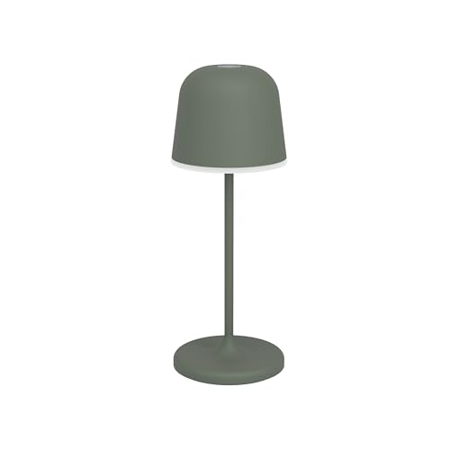 Eglo Cordless LED Table lamp Mannera-S, Wireless Battery Light with Ground Spike, Touch dimmable, Rechargable Indoor Outdoor Lighting, Aluminium, Steel in Green, IP54