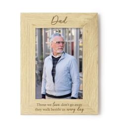 "eBuyGB Dad Memorial Photo Frame, In Loving Memory Wooden Picture Frame, Engraved Remembrance Keepsake, Loved One Sympathy Gift, 4""x6"", Brown"