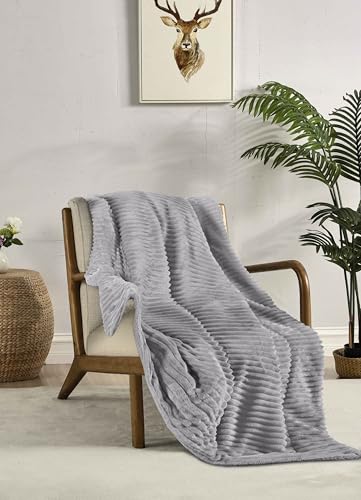 Miracle Home. Fleece Blanket Reversible Microfiber Veleta Flannel and Sherpa 240GSM-180GSM, 120GSM Filling, Soft, Warm and Lightweight, Machine Washable, 130 X 160, Grey