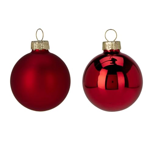 Well Home Set of 16 Christmas Baubles Red Ø5cm - Glossy and Matt