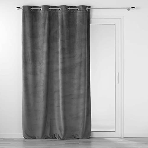 Douceur d'Intérieur Velouriane Eyelet Curtain 140 x 260 cm Anthracite