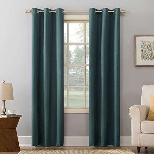 "Sun Zero Cooper Thermal Insulated Energy Efficient Grommet Curtain Panel, 40"" x 84"", Teal"