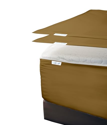 "Zip On Fitted Sheet King Size Taupe Color 600 TC Cotton 18"" Deep - 1 Base + 2 Top Sheets, Zipper Fitted Sheet, Up to 18"" Deep Pocket, 78""x80"", Easy to Change & Install, Taupe"