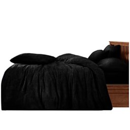 GC GAVENO CAVAILIA Teddy Duvet Set King Black, Super Soft Fluffy Luxury Design, Cosy Warm Bedding, 3 Piece Cuddly Fleece Bedset, Easy Care DuvetCover Bedlinen, 1 Quilt Cover + 2 Pillow Cases