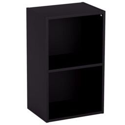 Vida Designs Oxford 2 Tier Cube Bookcase, Black Wooden Shelving Display Storage Unit Office Living Room Furniture