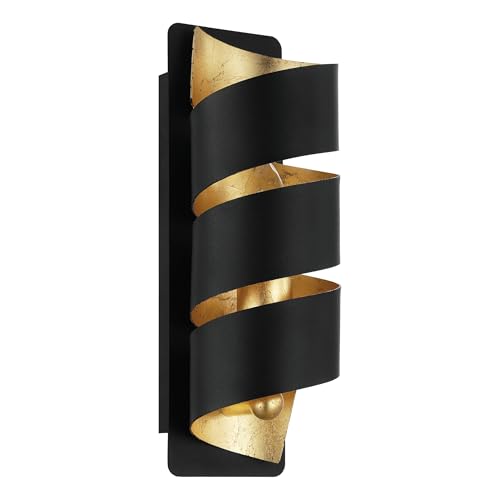 Eglo Elizondo Indoor wall Light, Vintage and Industrial Design lamp with Black and Gold Steel, Living Room and Hallway Lighting Fixture, Spotlight with E14 Socket
