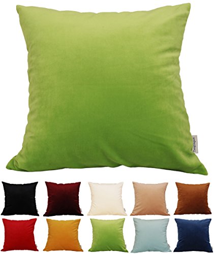 TangDepot Super Soft Velvet Throw Pillow Cover 18x18 Green - Luxury velvet pillow cover, hidden zip, washable, fits any insert, indoor/outdoor, many colors, instant refresh.