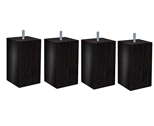 Margot Scandinavian Softness Pacha Slatted Bed Base, Set of 4, Wood, Wenge, 9 x 9 x 17 cm