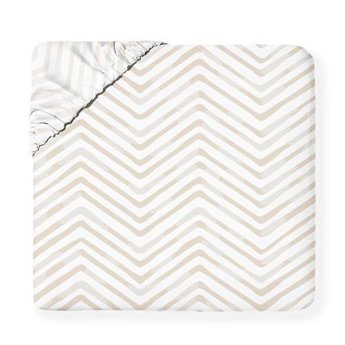 MakeMake Organics Organic Queen Fitted Sheet Set GOTS Certified Organic Cotton Fitted Sheet with Pillowcase Ultra Soft Non Toxic Breathable Hypoallergenic Colorful Neutral (Queen, Herringbone)