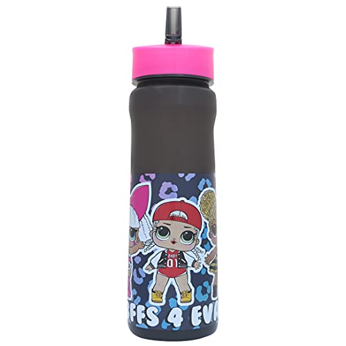 LOL Surprise Water Bottle with Straw ??? Reusable Kids 600ml PP Drinking Bottle ??? in Blue and Pink ??? Official Merchandise by Polar Gear ??? BPA Free & Recyclable Plastic ??? For School Nursery Sports Picnic