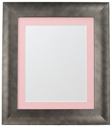FRAMES BY POST Hygge Picture Photo Frame, Pewter with Pink Mount, 12 x 12 Image Size 10 x 10 Inches