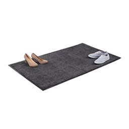 Relaxdays Grey Dirt Trapping Mat, Indoor Doormat, Large Dirt Catcher, Thin Door Mat, 90x150 cm, Black-Grey