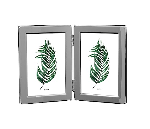 Inov8 Framing Tarnish Resistant Silver Plated Picture Frame - Narrow Edge Double Frame Design for Two Photos 3.5x5 Inch (9x12cm)
