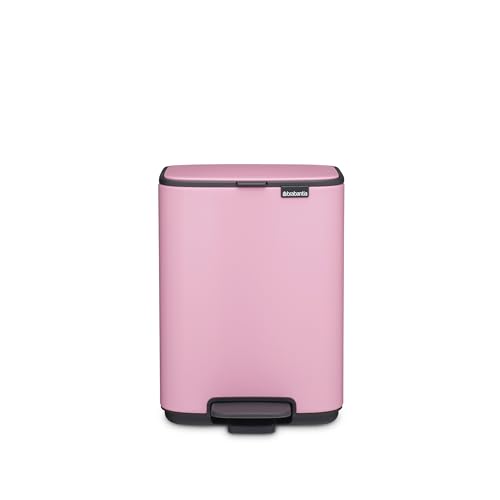 Brabantia Bo Pedal Bin 4L (Lilac Pink), Space-Efficient and Soft Closing Waste Bin with Light Pedal Operation, Easy to Clean Plastic Inner Bucket with Free PerfectFit Rubbish Bags Included