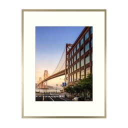Frametory Metal Picture Frame - Aluminum Thin Molding - Photo Frame with Ivory Color Mat for Wall Art & Pre-Installed Mounting Hardware - Real Glass Gold 12x16