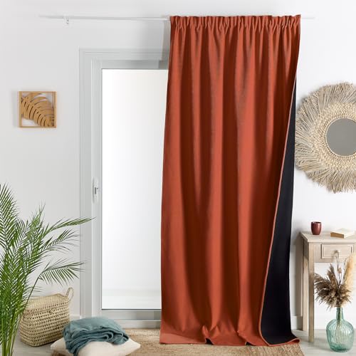 HomeMaison.com Insulated Curtain – Thermal Curtain – Blackout Curtain – Terracotta Curtain – 140 x 260 cm