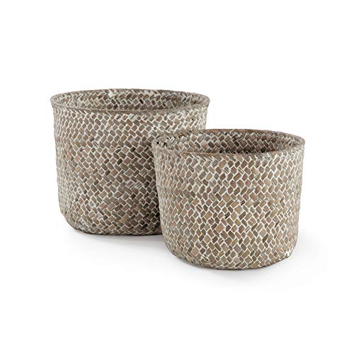 Compactor Storage Baskets, Hand-Woven Natural Seagrass, Pack of 2