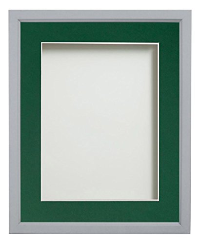 Frame Company Drayton Range 5x5-inch Grey Picture Photo Frame with Bottle Green Mount For Image Size 3.5x3.5-inch