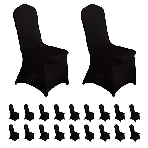 LZY FELIZEST 20pcs Spandex Chair Cover Stretch Slipcovers for Wedding Party, Dining Banquet Chair Decoration Covers (Black, 20)