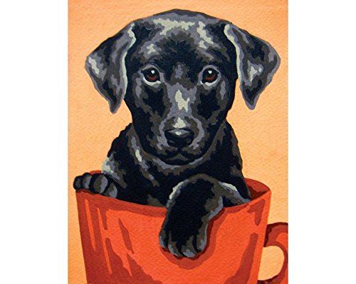 Collection D'Art Tapestry Kit Puppy in Red Mug, 100% Cotton, Multi-Colour, 20 x 25 x 0.100 cm