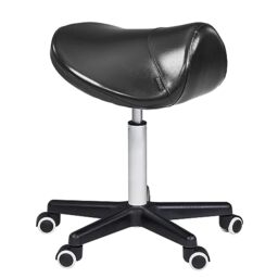 Master Massage Ergonomic Saddle Stool, Workshop, Office Use Swivel Rolling Chair, Perfect for Clinic, Spa, Salon in Black