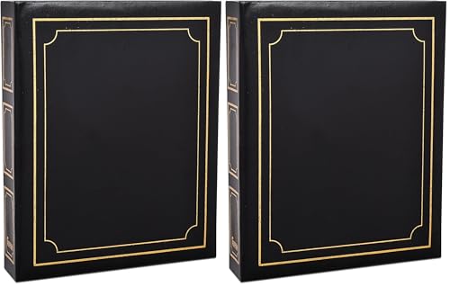 Arpan Deluxe Large Self Adhesive Ring Binder Photo Album 40 Sheets/80 Sides - Black (Pack of 2)